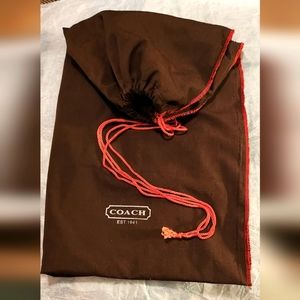 VINTAGE Coach Dust Bag XL 20" X 22" Dark Brown/ Red